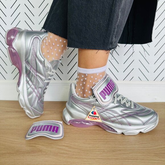 ⭐PUMA x DUA LIPA Cell Dome King ML Trainer Sneaker 6.5 Metallic Silver Pink Y2K - Picture 2 of 11